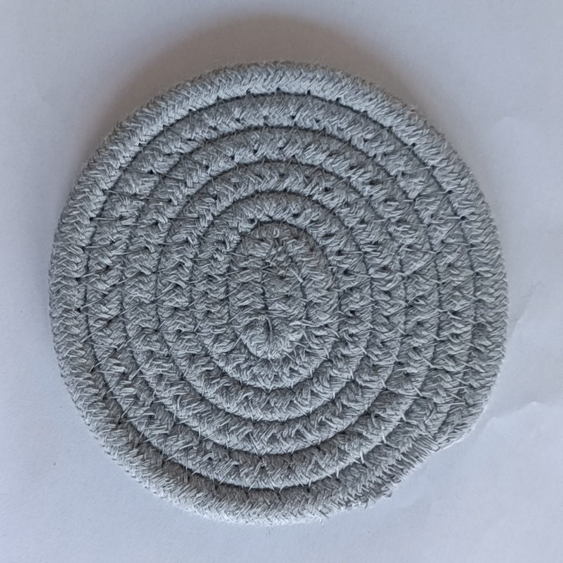 Cotton thread placemat hand woven insulation mat bowl mat cup mat thickened and simple cotton linen table mat - TrendTrove