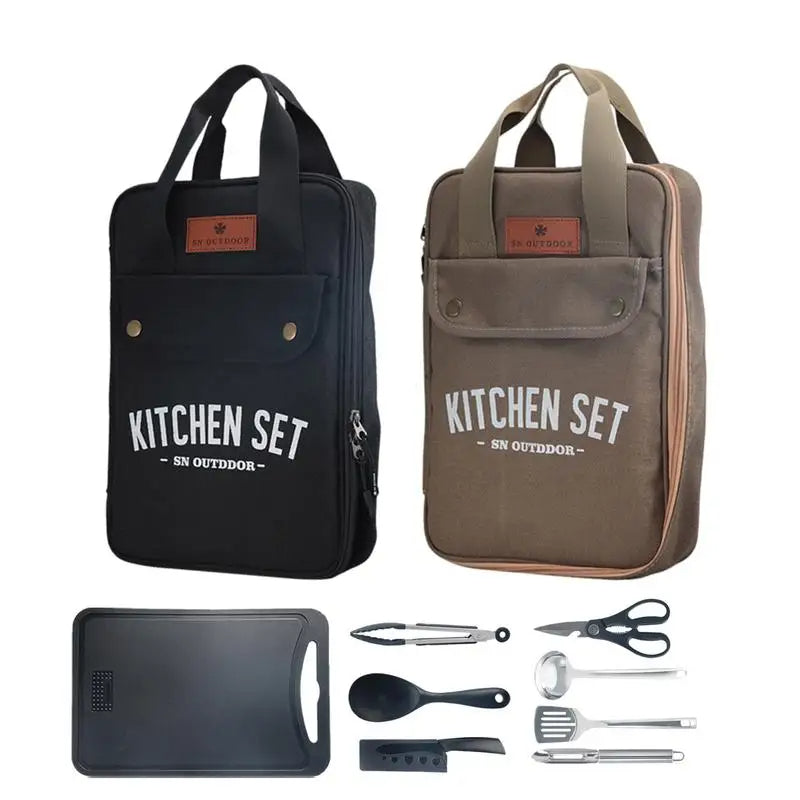 Camping Kitchen Set 8pcs Camping Outdoor Cookware Kit Stainless Steel Camping Tool Travel Set And Utensil Organizer Storage bag - TrendTrove