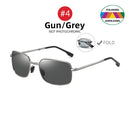 Men Fold Photochromic Sunglasses with Polarized Lens Rectangle Folding Metal Male Sun Glasses Trending Products - TrendTrove