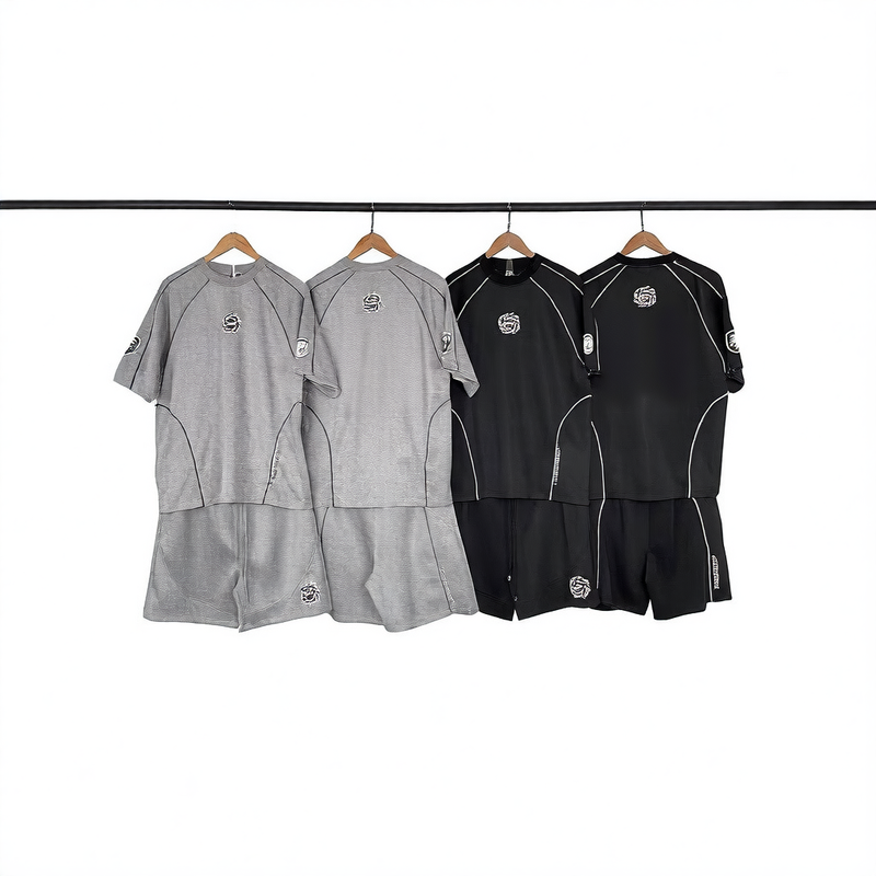 Printed letter-stitched T-shirt set