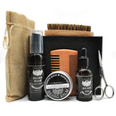 Beard Care Kit 9-Piece Set with Comb, Brush, Scissors, and Grooming Products