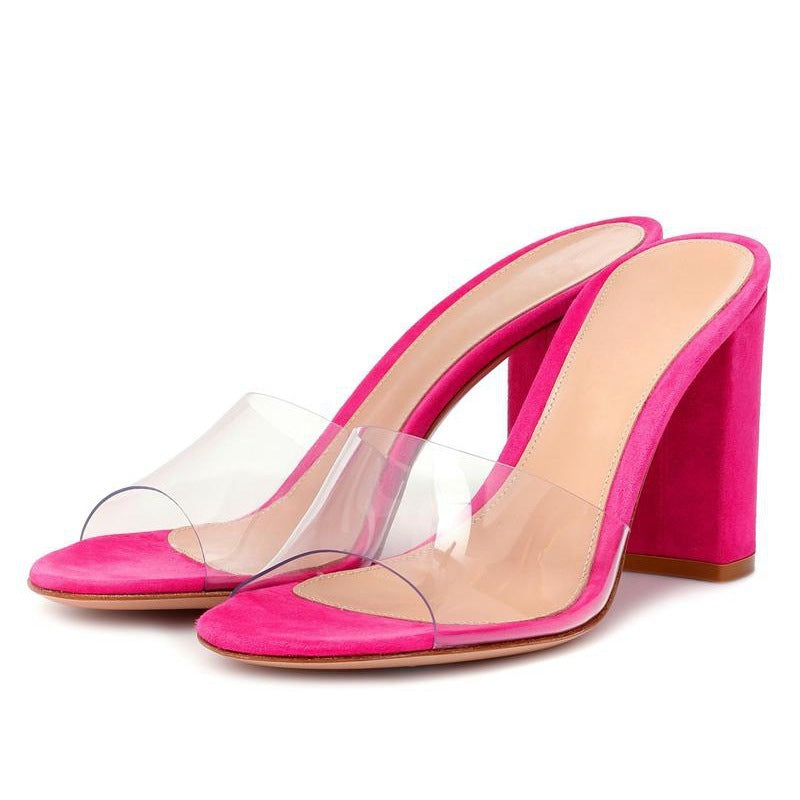 European And American Fashion Sandals PVC Chunky Heel