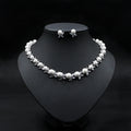 Natural Pearl Necklace Set Elegant Wedding Dinner Item Earrings
