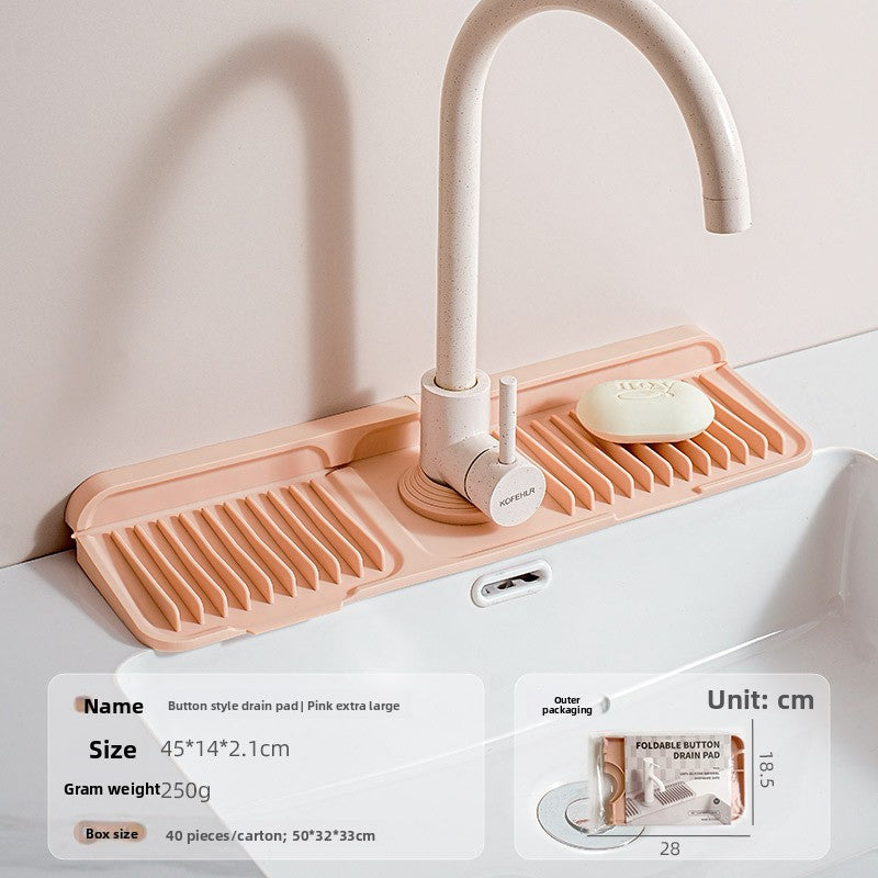 Upgraded Button Silicone Faucet Drain Mat Kitchen Sink Storage Mat Lavatory Mat