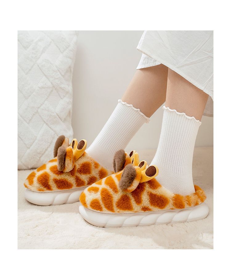 Autumn And Winter Home Velvet Thick Bottom Anti Slip Cotton Slippers