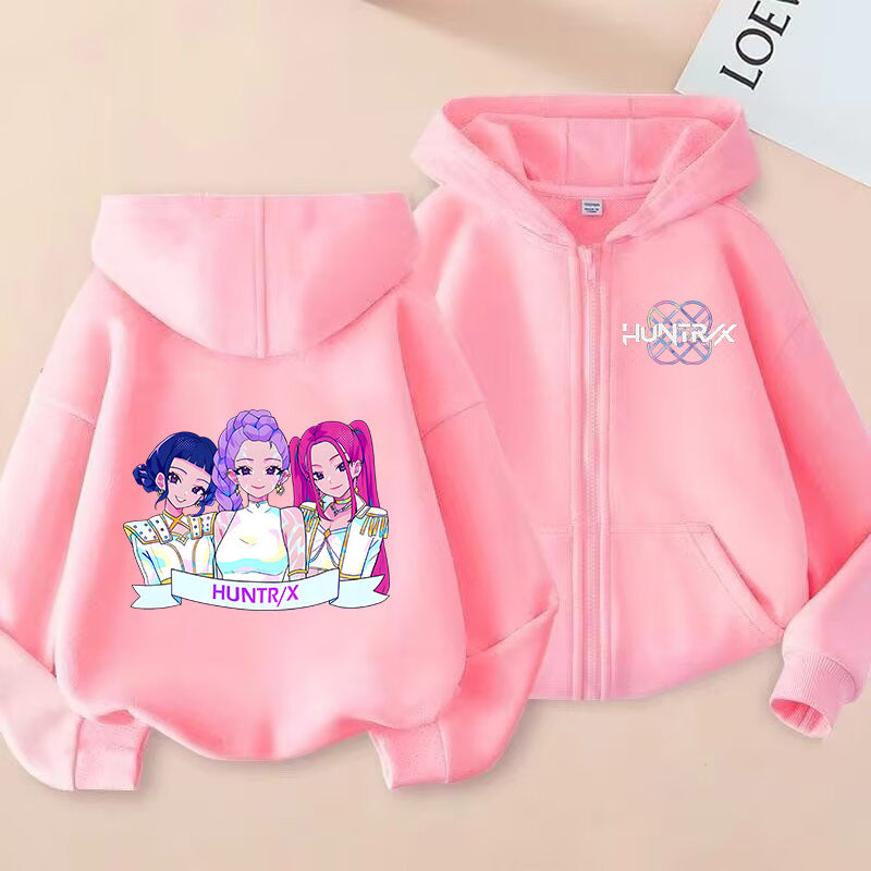 Kids KPop Demon Hunters Fleece Zipper Hoodie