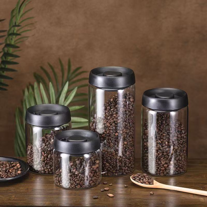 Vacuum Sealed Jar Food Grade Borosilicate Glass Storage Jar Kitchen Dispensing Bottle Tea Coffee Bean Storage Jar