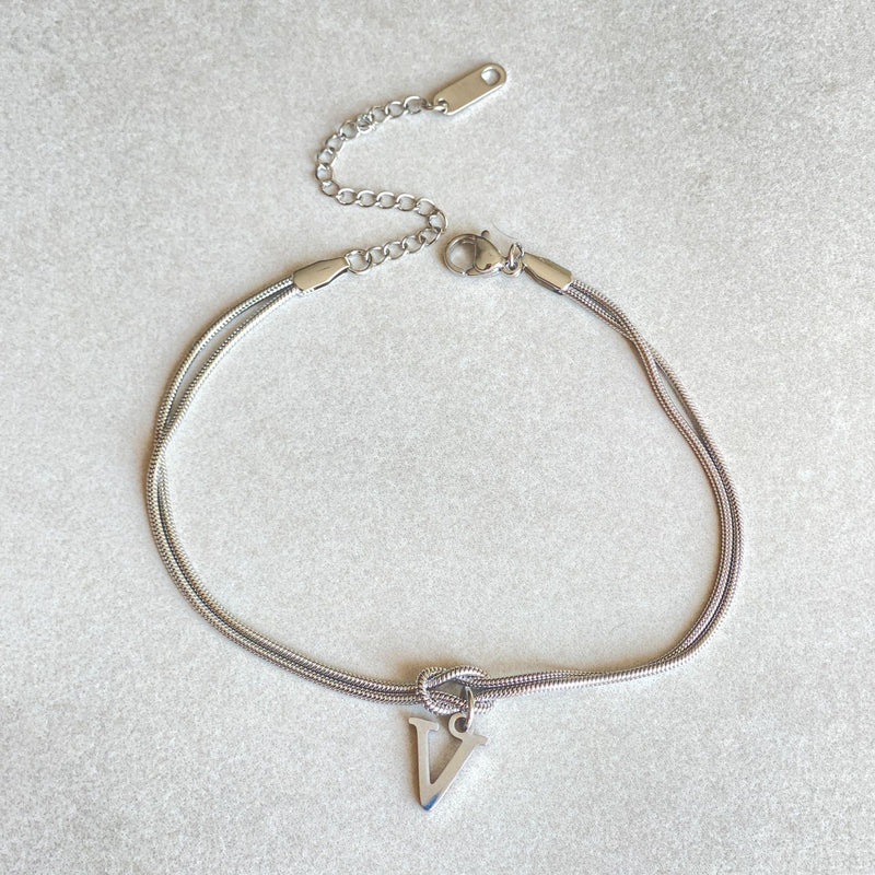 New Letter A-Z Love Knot Bracelets For Women Couple Gold Color Dainty Snake Chain Charm Bracelet Stainless Steel Jewelry Gift Valentine's Day Gifts