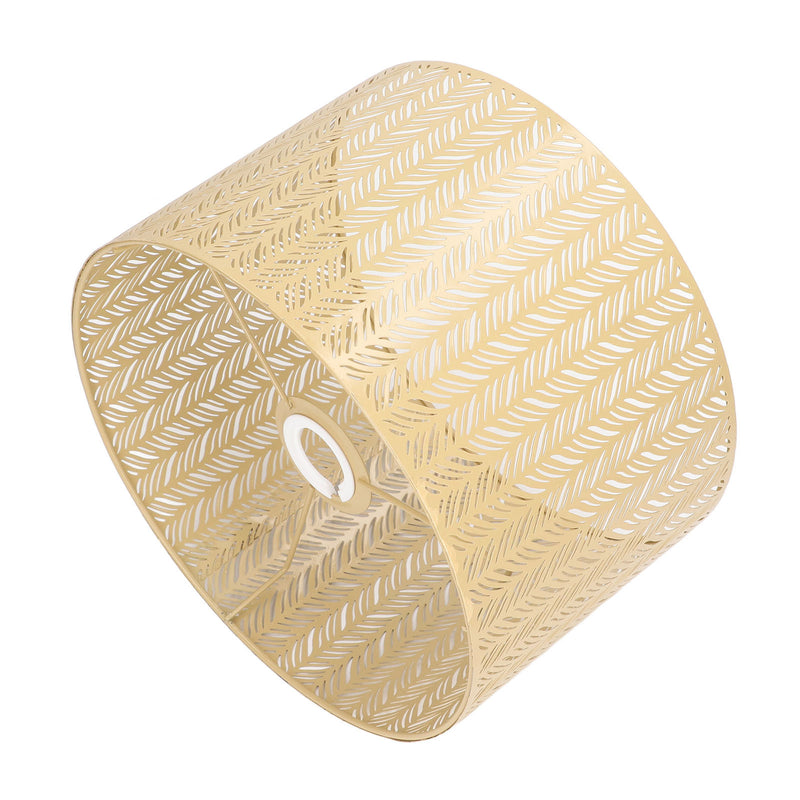 Drum Lamp Shade E27 E14 Clip Fir Leaf Shape Hollow Out Metal Decorative Lampshade Cover for Table Wall Ceiling Lamp Gold