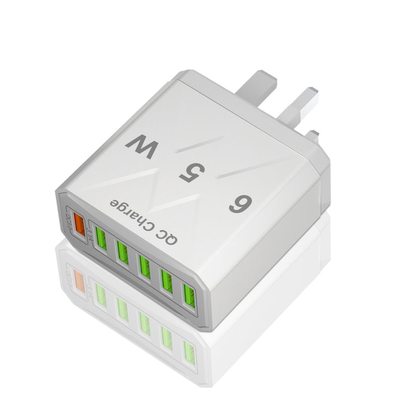 Standard 65W fast charging Korean standard mobile phone charger 6USB multi port fast charging head travel charger - TrendTrove