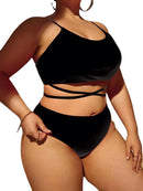 Solid Large Three Piece High Waist Bikini Swimsuit