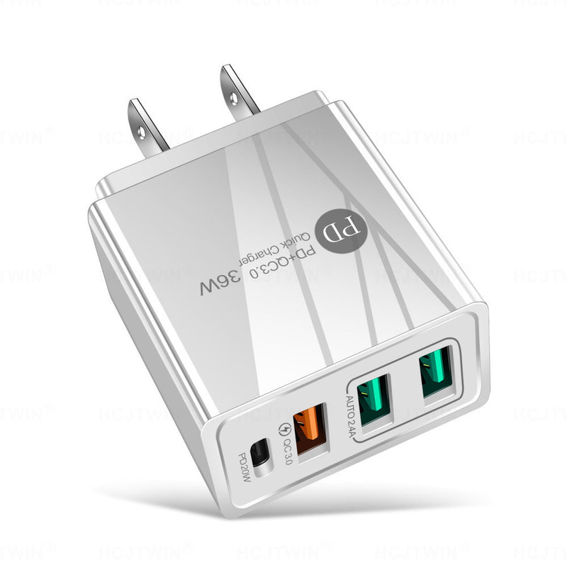 36W PD20W+QC3.0 2.4A dual USB fast charging mobile phone charger 2USB with PD charging head travel charger - TrendTrove