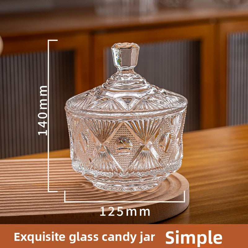 Glass Storage Jar with Lid for Candy Makeup Brush Tea