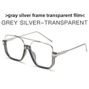 Plain double-beam large-frame anti-blue light retro glasses