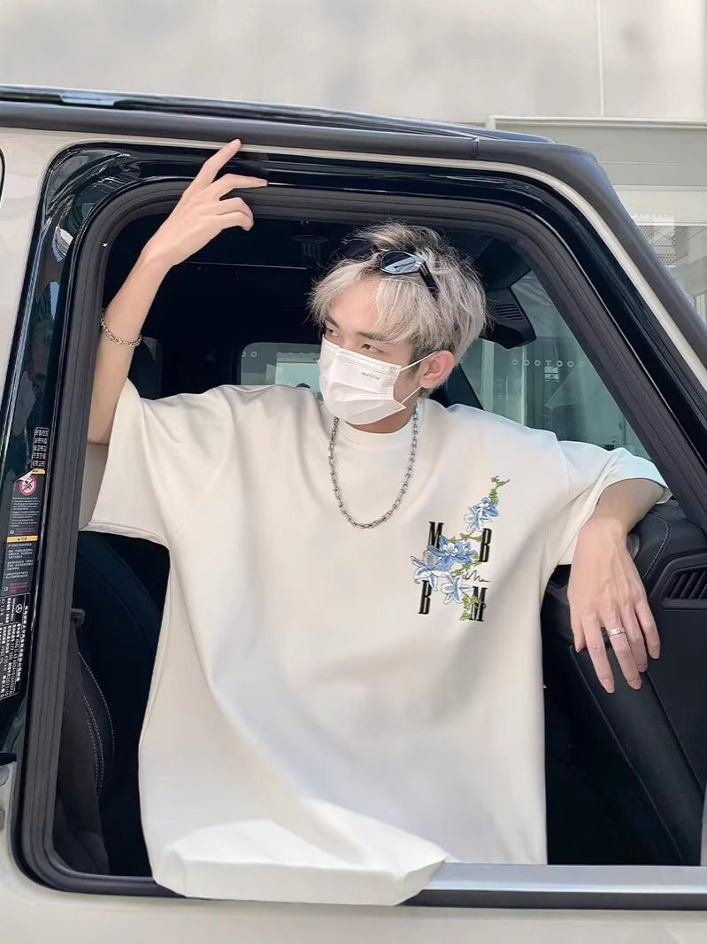 Embroidered Vine Floral Short Sleeve T-Shirt