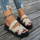 all-match thick bottom buckle solid color sandals