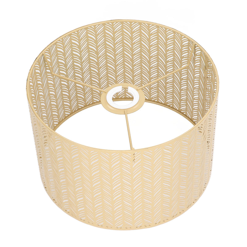 Drum Lamp Shade E27 E14 Clip Fir Leaf Shape Hollow Out Metal Decorative Lampshade Cover for Table Wall Ceiling Lamp Gold