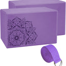 EVA Yoga Brick Set with Stretch Belt for Adults and Kids