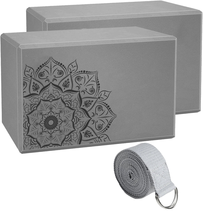 EVA Yoga Brick Set with Stretch Belt for Adults and Kids