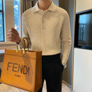 Men's light mature style long-sleeved knitted sweater