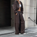 Women's Hooded Zipper Coat and Pants Suit