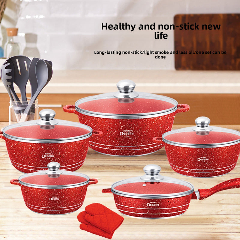 Marble 12-Piece Non-Stick Aluminum Pot Set