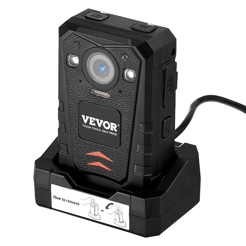 VEVOR 1440P HD Police Body Camera, 64GB Body Cam With Audio Video Recording Picture, Built-in 3500 MAh Battery, Infrared Night Vision, Waterproof GPS Personal Body Cam For Law Enforcement