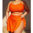 Solid Large Three Piece High Waist Bikini Swimsuit