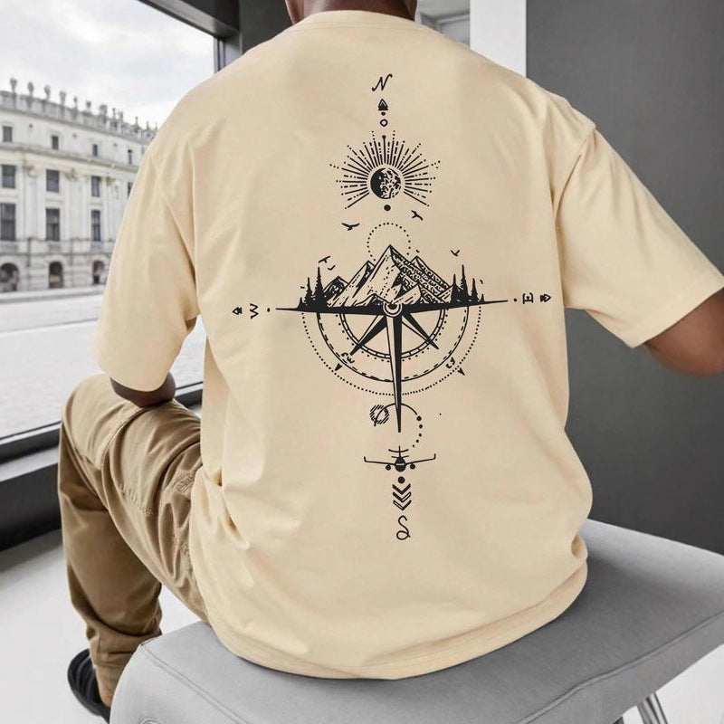 Printed men's casual fashion brand letter jersey T-shirt