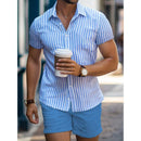 Men's Short-Sleeved Shirt and Beach Pants Set