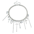 Cross Tassel Pearl Collarbone Chain Jewelry Cool Spicy Girl Necklace Fashion Jewelry