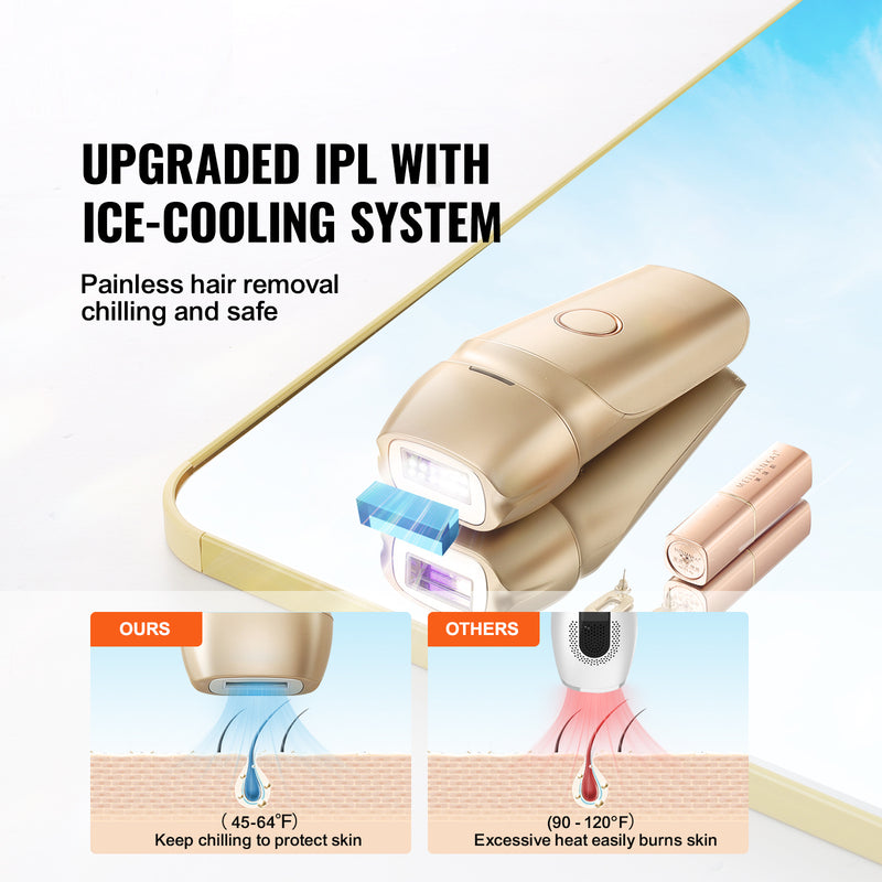 VEVOR IPL Hair Removal, Permanent Hair Removal With Ice Cooling System For Women Men, Auto Manual Modes & 5 Levels, Painless At-Home Hair Removal Device For Legs, Arms, Armpits, Bikini Line