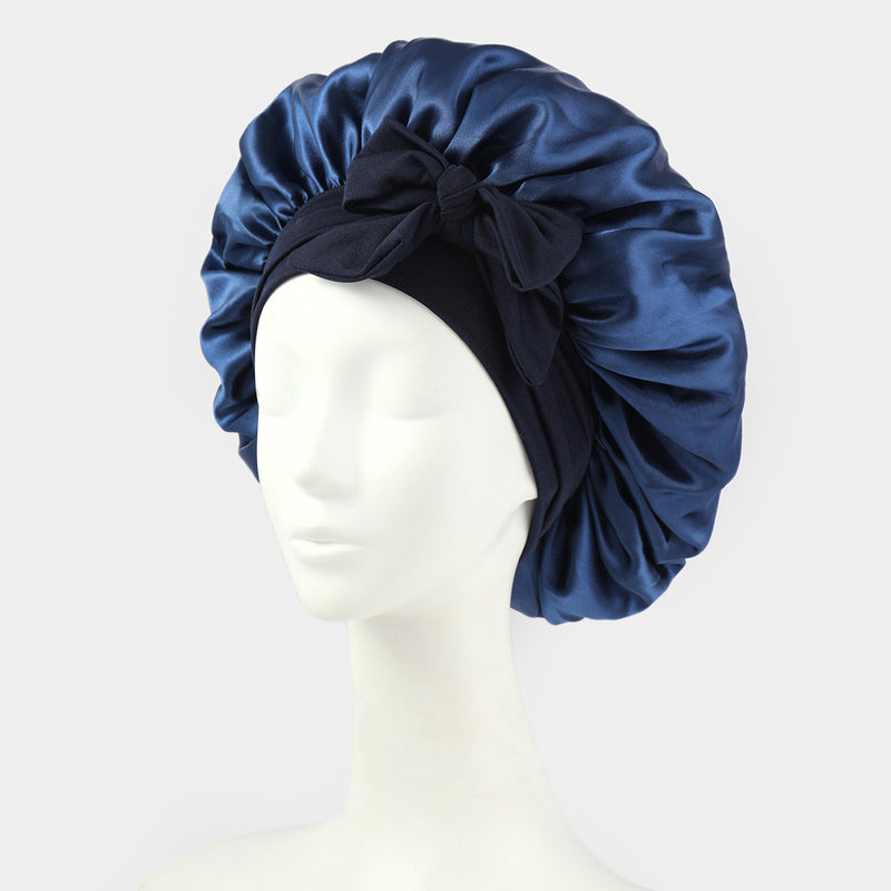 Wide-edge elastic band sleep cap