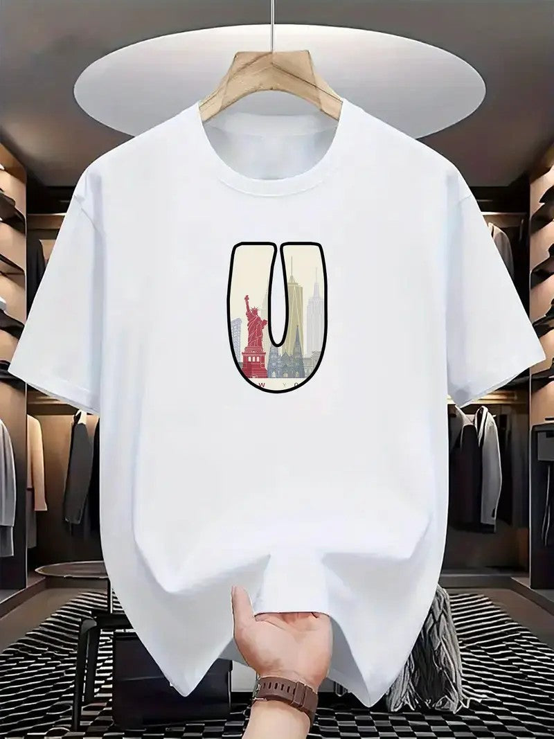 Men's Mesh Print Casual T-Shirt