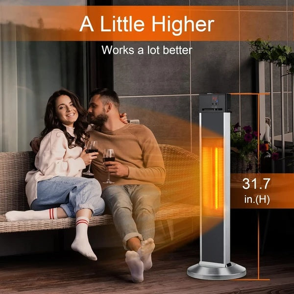 Electric Patio Heater For Outdoor Use, Infrared Heater W Remote, Auto Shut Off