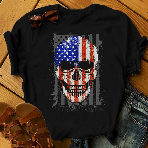 Rock Skull Printed Short Sleeve T-Shirt
