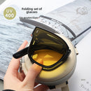 Folding sunglasses can be worn over men's myopia glasses