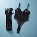 Transparent net-sheer one-piece dress