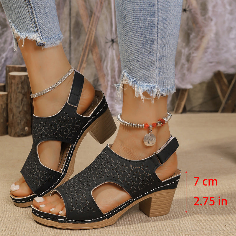 Women's High-heeled Sandals Plus Size Thick-soled Peep Toe Sandals