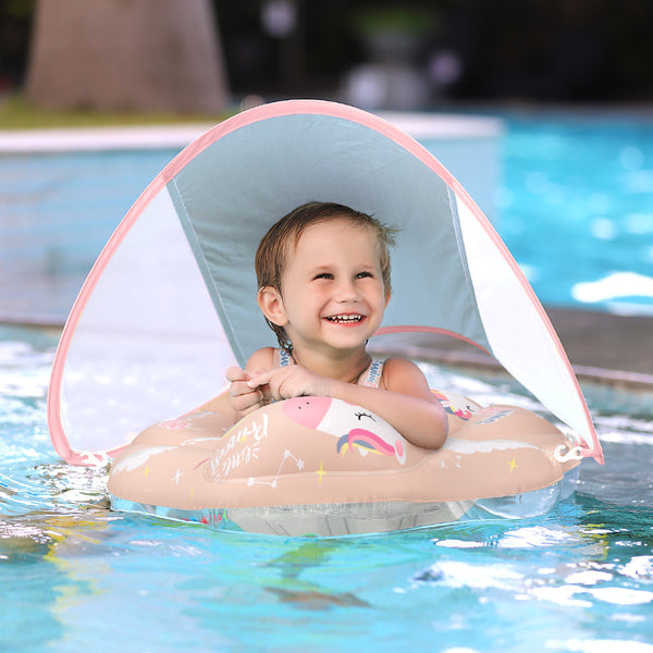 Swimbobo Baby Swimming Ring Lying Ring Children's Swimming Ring Armpit Ring Sunscreen Shade Pink Pony