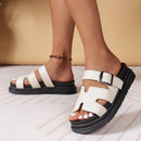 all-match thick bottom buckle solid color sandals