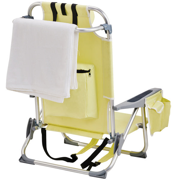 63x65x82cm, Yellow, Aluminium Beach Chair, Oxford Cloth, Silvery-white Aluminium Tube