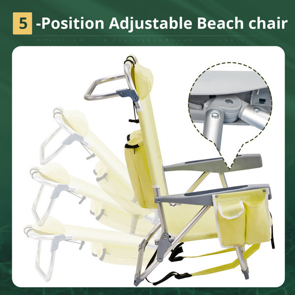 63x65x82cm, Yellow, Aluminium Beach Chair, Oxford Cloth, Silvery-white Aluminium Tube