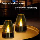 Solar Candle Light with Wine Glass Lampshade Waterproof LED