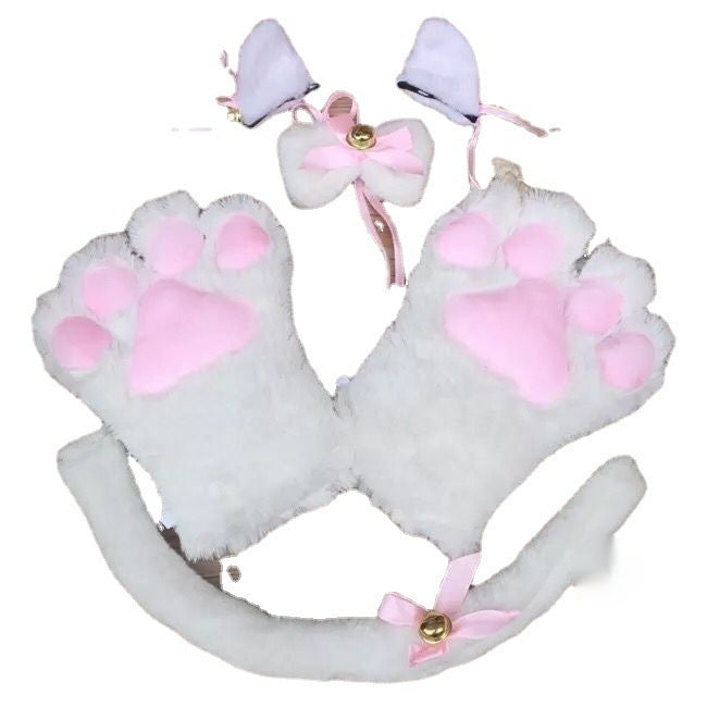 Selling Cute Suit Cat's Paw Gloves 5-piece Set Maid Nekopara Cat's Paw Bow Tie