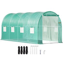 VEVOR Walk-in Tunnel Greenhouse, 14.8 X 6.6 X 6.6 Ft Portable Plant Hot House W  Galvanized Steel Hoops, 1 Top Beam, Diagonal Poles, Zippered Door   8 Roll-up Windows, Green