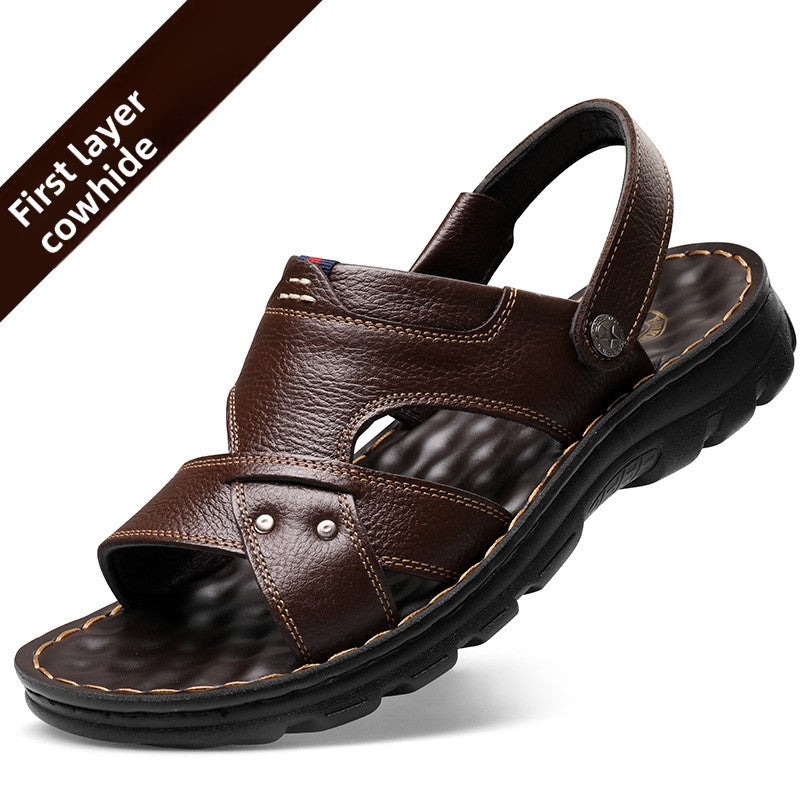 Men's Leather Sandals with Anti-Slip Sole