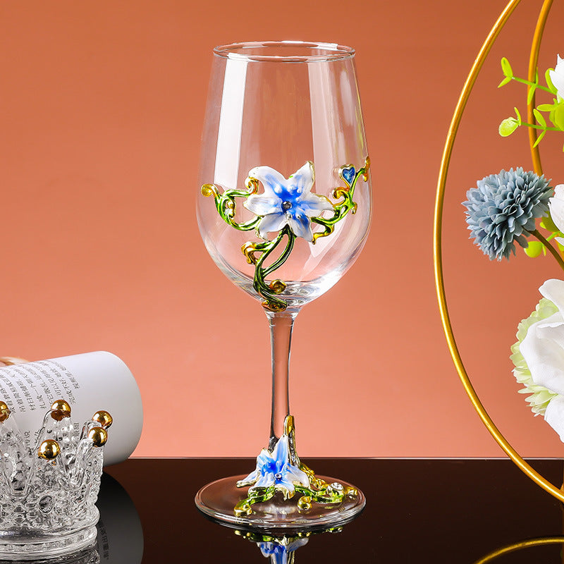 Enamel-colored red wine cup set