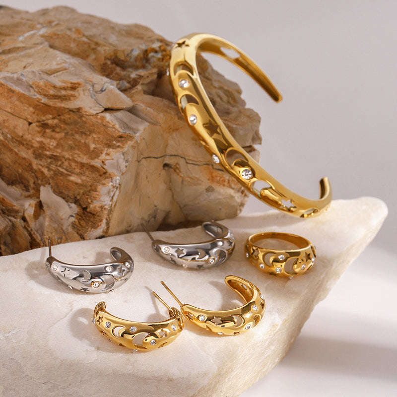 Stainless steel water droplet open bracelet