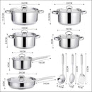 Stainless Steel Cookware Set 15-Piece Kitchen Pots and Pans